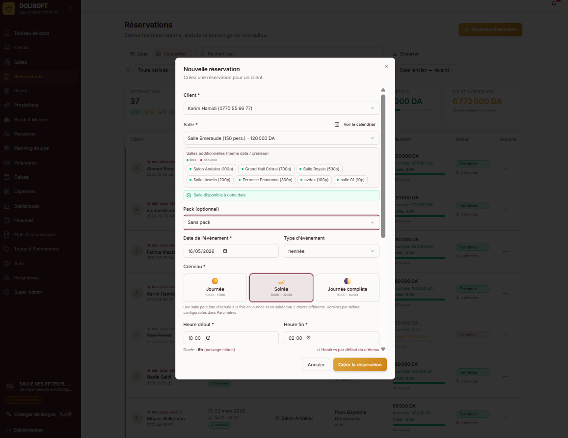 DOLISOFT — Le logiciel de Gestion des salles des fêtes