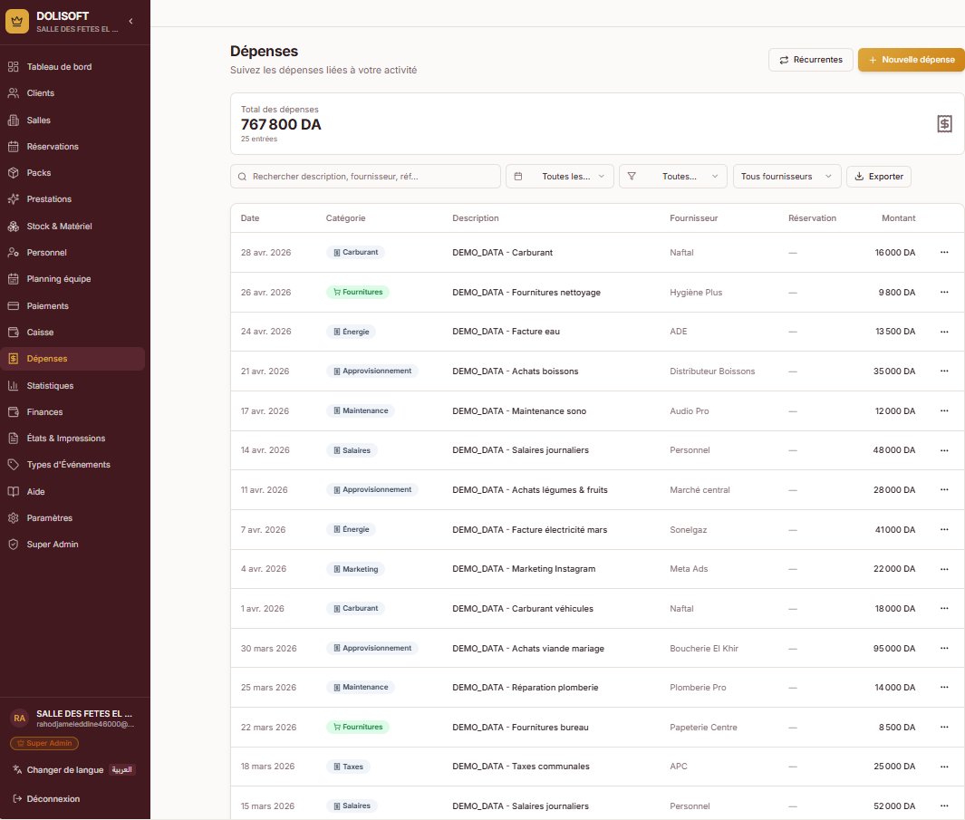 DOLISOFT — Le logiciel de Gestion des salles des fêtes