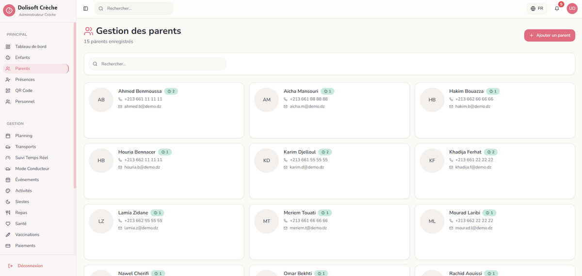 Dolisoft Crèche – gestion des parents